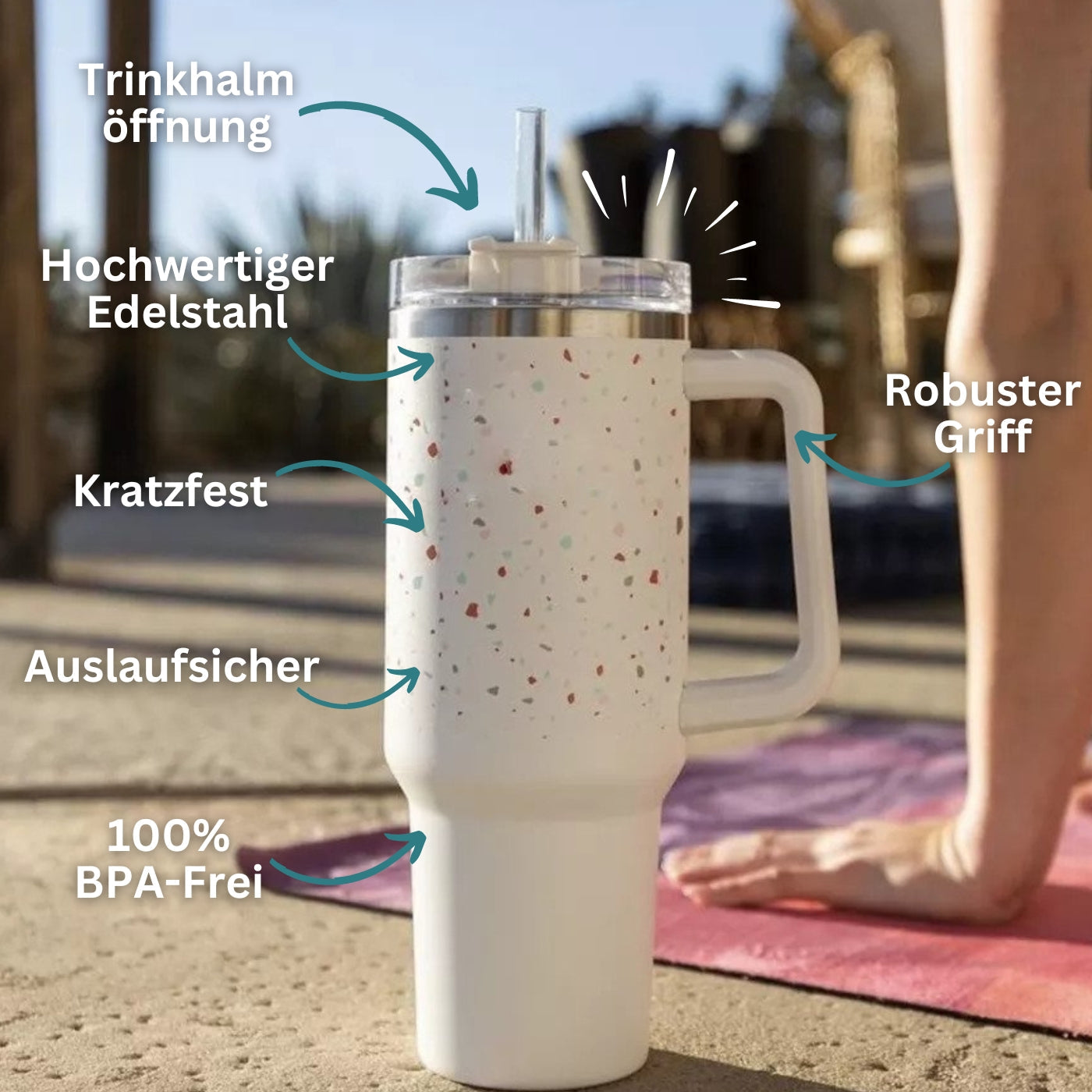 HotCup™ - Mobiele thermobeker met rietje