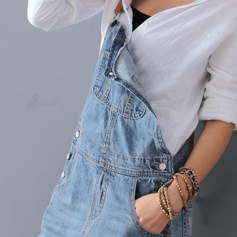 Renna™ - Gescheurde denim overall jurk